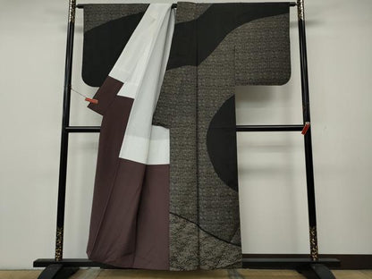 平和屋着物●訪問着　本場縞大島紬　吉祥草花文　正絹　逸品　CABK8399ut