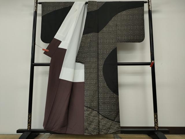 平和屋着物●訪問着　本場縞大島紬　吉祥草花文　正絹　逸品　CABK8399ut