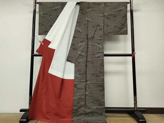 平和屋着物●本場大島紬　9マルキ　流水笹筏文　三越扱い　正絹　逸品　CABK8400ut