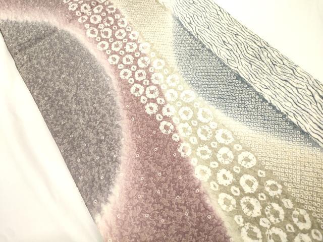 平和屋着物●両面　全通柄袋帯　ふくれ織　幾何学文　金通し地　正絹　逸品　CABK8401dy