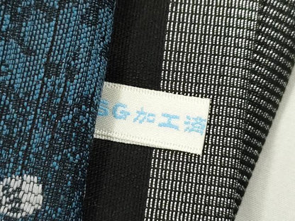 平和屋着物●両面　全通柄袋帯　幾何学花文　銀糸　正絹　逸品　CABK8404dy