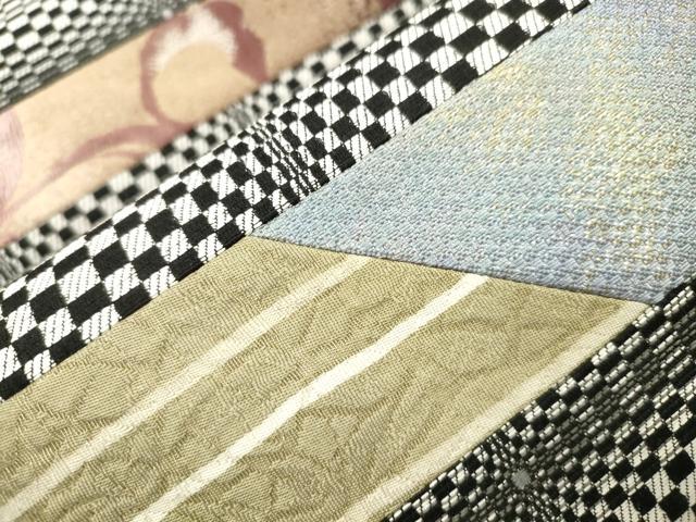 平和屋着物●両面　太鼓柄袋帯　切嵌　花文　金糸　正絹　逸品　CABK8411dy