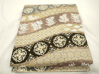 平和屋着物●両面　六通柄袋帯　草花文　金銀糸　正絹　逸品　未使用　CABK8414dy