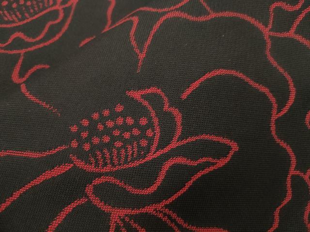 平和屋着物●六通柄　本袋帯　草花文　黒地　正絹　逸品　CABK8426dy