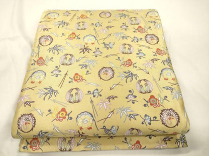 平和屋着物●両面　六通柄袋帯　紹巴紅型　松竹梅飛鶴丸文　正絹　逸品　CABK8427dy