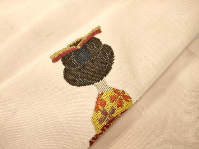 平和屋着物●爪掻き本綴れ　八寸名古屋帯　絽刺し　区限刺繍　こけし　金糸　正絹　逸品　CABK8431dy