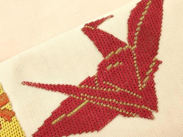 平和屋着物●爪掻き本綴れ　八寸名古屋帯　絽刺し　区限刺繍　こけし　金糸　正絹　逸品　CABK8431dy