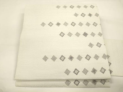 平和屋着物●九寸名古屋帯　菱文　銀糸　正絹　逸品　CABK8433dy