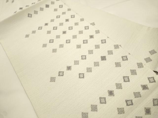 平和屋着物●九寸名古屋帯　菱文　銀糸　正絹　逸品　CABK8433dy