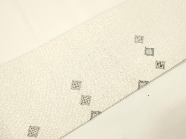 平和屋着物●九寸名古屋帯　菱文　銀糸　正絹　逸品　CABK8433dy