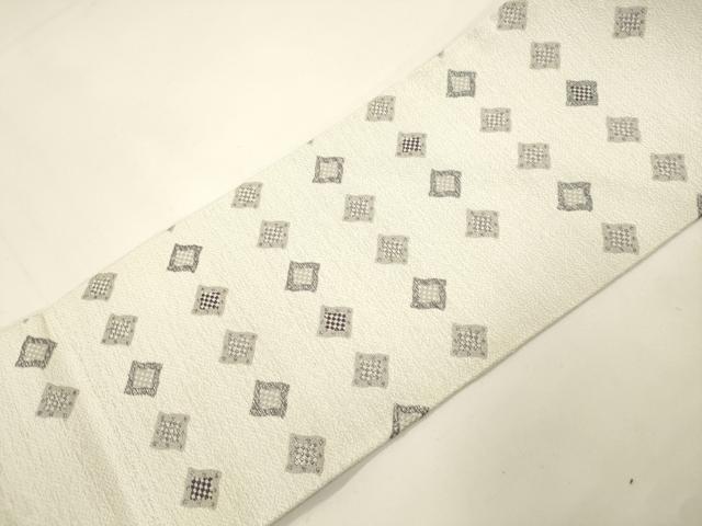平和屋着物●九寸名古屋帯　菱文　銀糸　正絹　逸品　CABK8433dy