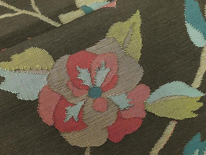 平和屋着物●八寸名古屋帯　草花文　金糸　正絹　逸品　CABK8435dy