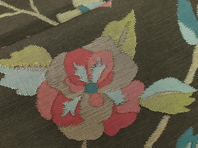 平和屋着物●八寸名古屋帯　草花文　金糸　正絹　逸品　CABK8435dy