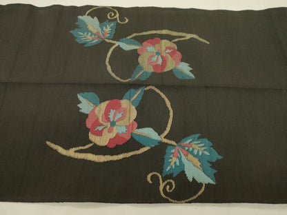 平和屋着物●八寸名古屋帯　草花文　金糸　正絹　逸品　CABK8435dy
