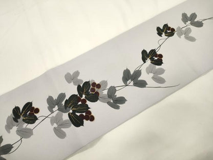 平和屋着物●京都印象派 友禅作家　橋本恵　塩瀬　九寸名古屋帯　葡萄蔦の葉文　金彩　正絹　逸品　CABK8438dy