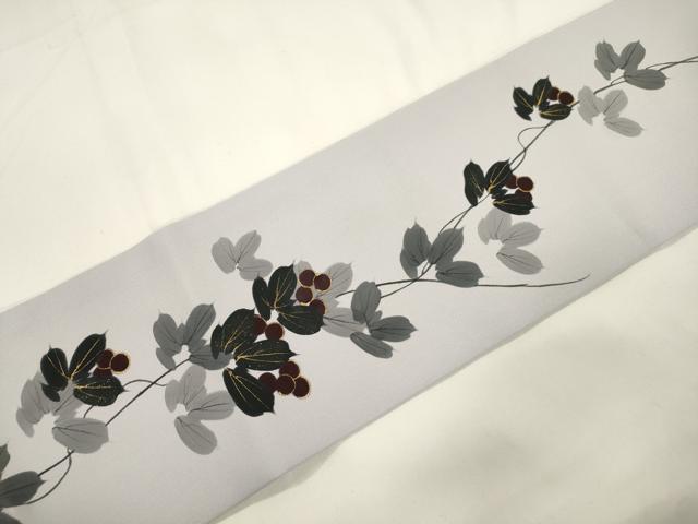 平和屋着物●京都印象派 友禅作家　橋本恵　塩瀬　九寸名古屋帯　葡萄蔦の葉文　金彩　正絹　逸品　CABK8438dy