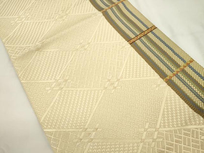 平和屋着物●本場筑前博多織　八寸名古屋帯　幾何学文　正絹　逸品　CABK8445dy