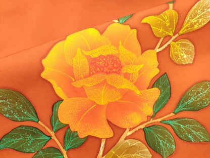 平和屋着物●塩瀬　九寸名古屋帯　ろうけつ染め　草花文　正絹　逸品　CABK8446dy