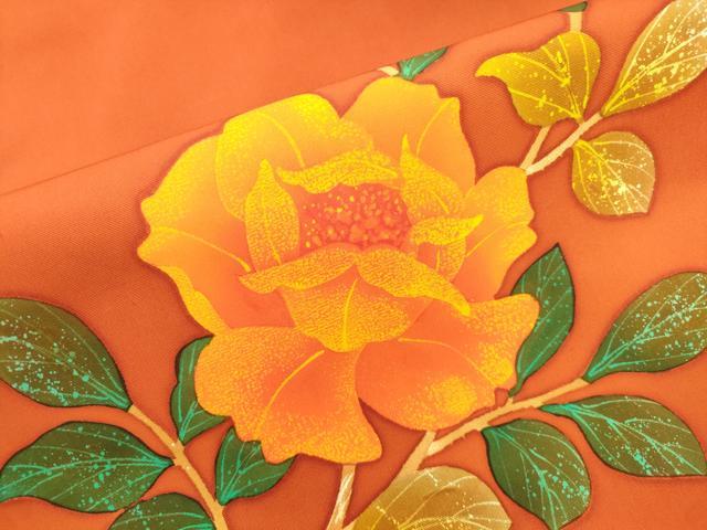 平和屋着物●塩瀬　九寸名古屋帯　ろうけつ染め　草花文　正絹　逸品　CABK8446dy