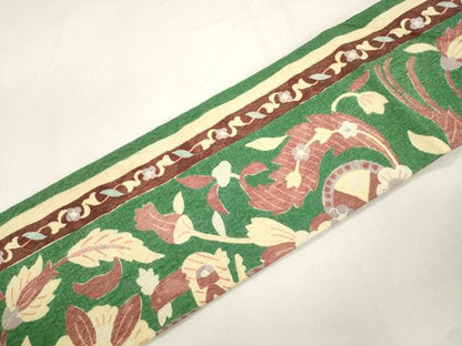 平和屋着物●全通柄九寸名古屋帯　ふくれ織　花鳥文　正絹　逸品　CABK8449dy