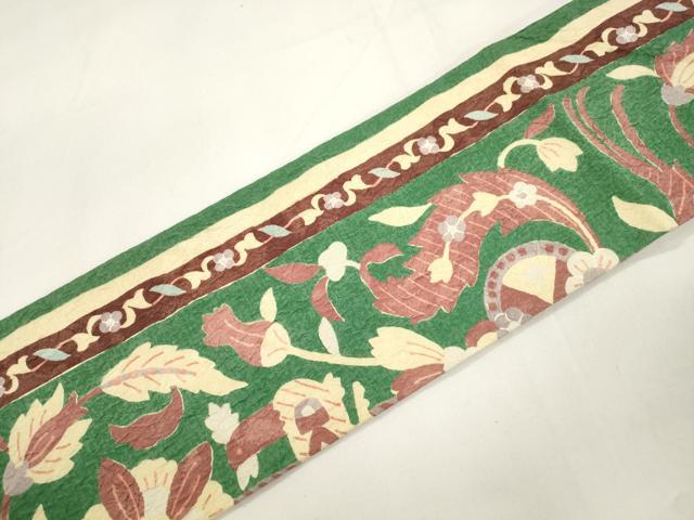 平和屋着物●全通柄九寸名古屋帯　ふくれ織　花鳥文　正絹　逸品　CABK8449dy