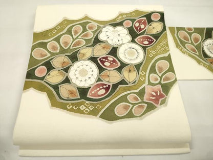 平和屋着物●九寸名古屋帯　作家物　辻が花　手描き　紬地　絞り　正絹　逸品　CABK8450dy