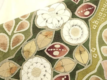 平和屋着物●九寸名古屋帯　作家物　辻が花　手描き　紬地　絞り　正絹　逸品　CABK8450dy