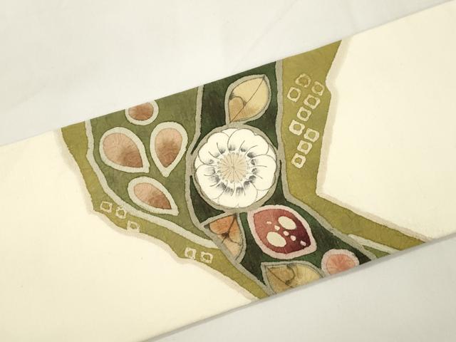 平和屋着物●九寸名古屋帯　作家物　辻が花　手描き　紬地　絞り　正絹　逸品　CABK8450dy