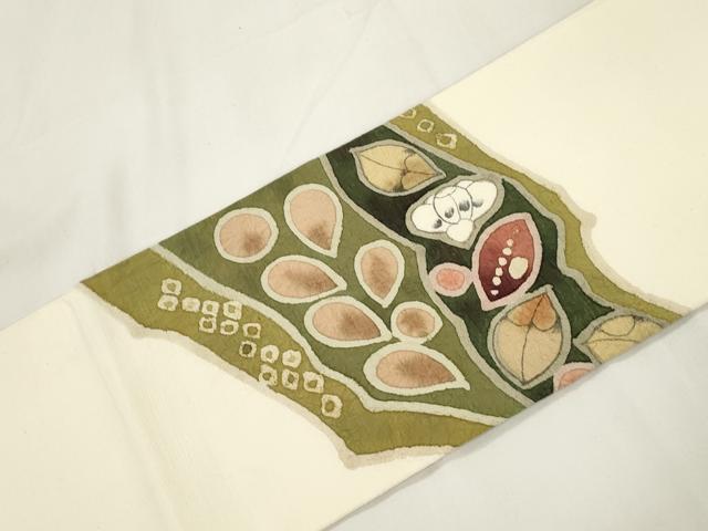 平和屋着物●九寸名古屋帯　作家物　辻が花　手描き　紬地　絞り　正絹　逸品　CABK8450dy
