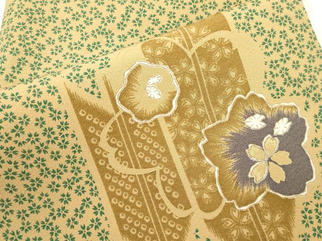 平和屋着物●九寸名古屋帯　矢羽花文　金彩　正絹　逸品　CABK8451dy