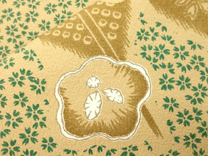 平和屋着物●九寸名古屋帯　矢羽花文　金彩　正絹　逸品　CABK8451dy