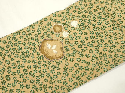 平和屋着物●九寸名古屋帯　矢羽花文　金彩　正絹　逸品　CABK8451dy