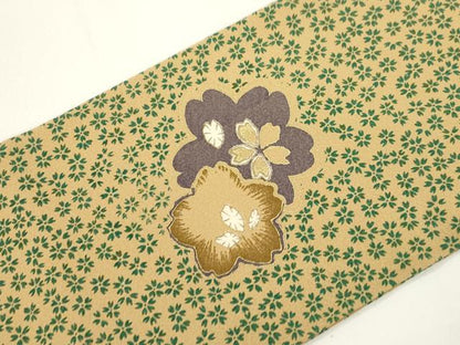 平和屋着物●九寸名古屋帯　矢羽花文　金彩　正絹　逸品　CABK8451dy