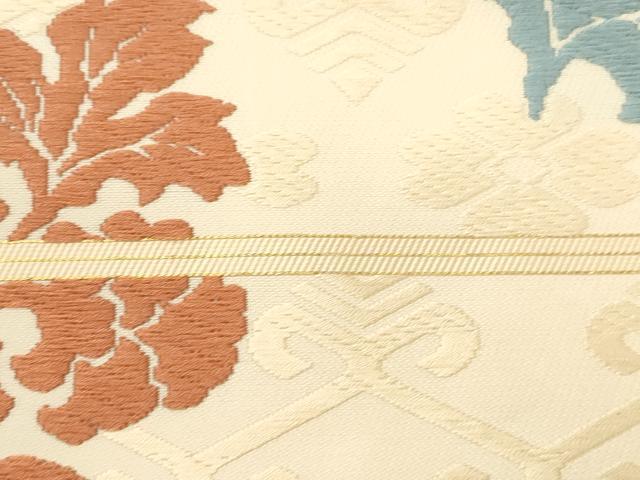 平和屋着物●俵屋　人間国宝　喜多川平朗  有職織物　九寸名古屋帯　唐織　草花文　金糸　正絹　逸品　CABK8453dy