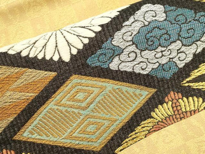 平和屋着物●創業280年　誉田屋源兵衛　九寸名古屋帯　菱双鶴花文　金銀糸　正絹　逸品　CABK8460dy