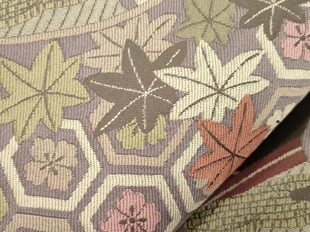 平和屋着物●六通柄袋帯　糸巻き花文　正絹　逸品　CABK8464dy