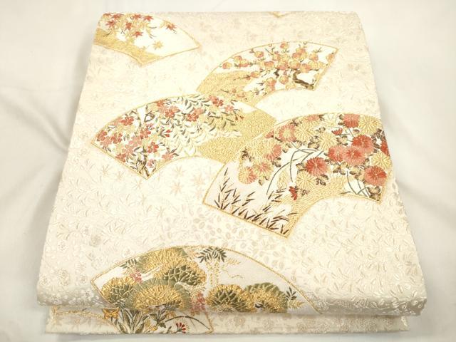 平和屋着物●西陣の名門　加納幸謹製　六通柄袋帯　唐織　地紙草花文　金糸　正絹　逸品　CABK8468dy