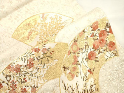 平和屋着物●西陣の名門　加納幸謹製　六通柄袋帯　唐織　地紙草花文　金糸　正絹　逸品　CABK8468dy