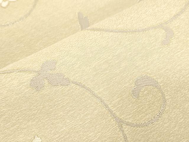 平和屋着物▽六通柄袋帯　スリーシーズン　春夏秋　花唐草文　ひこばえ　金糸　反端付き　正絹　逸品　CABK8478dy