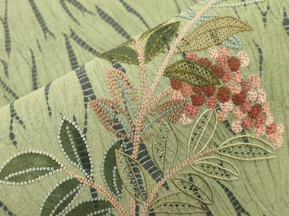 平和屋着物●銀座もとじ　中国三大刺繍　相良刺繍　総刺繍　太鼓柄袋帯　竜巻絞り　南天文　金糸　正絹　逸品　CABK8482dy