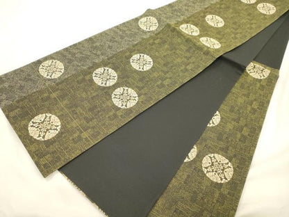平和屋着物●六通柄袋帯　唐織　花丸文　黒地　金糸　正絹　逸品　CABK8487dy
