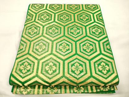 平和屋着物●西陣　川島織物　六通柄　本袋帯　亀甲花文　金糸　正絹　逸品　CABK8493dy