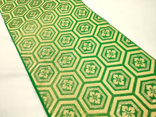 平和屋着物●西陣　川島織物　六通柄　本袋帯　亀甲花文　金糸　正絹　逸品　CABK8493dy