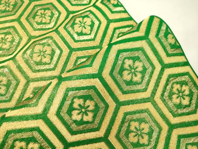 平和屋着物●西陣　川島織物　六通柄　本袋帯　亀甲花文　金糸　正絹　逸品　CABK8493dy