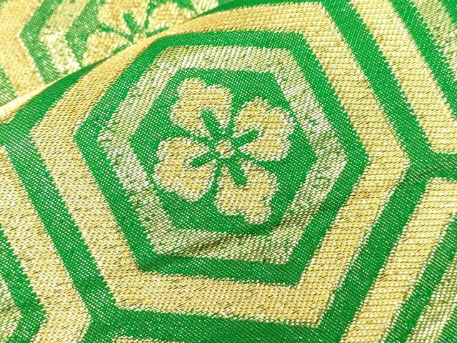 平和屋着物●西陣　川島織物　六通柄　本袋帯　亀甲花文　金糸　正絹　逸品　CABK8493dy