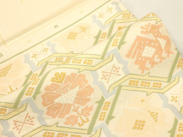 平和屋着物▼西陣　六通柄袋帯　有栖川　証紙付き　正絹　逸品　CABK8495dy