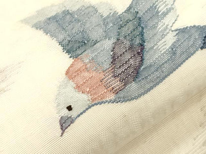 平和屋着物●太鼓柄袋帯　すくい織　花鳥文　正絹　逸品　CABK8496dy