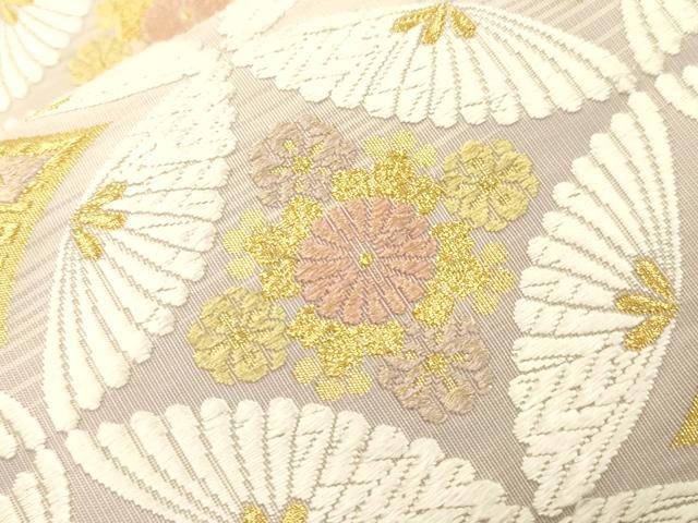 平和屋着物●六通柄袋帯　唐織　七宝花文　金糸　正絹　逸品　CABK8498dy