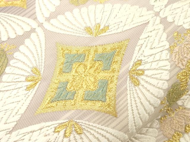 平和屋着物●六通柄袋帯　唐織　七宝花文　金糸　正絹　逸品　CABK8498dy