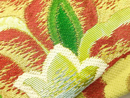 平和屋着物▼六通柄　本袋帯　天平唐花紋錦　金銀糸　正絹　逸品　CABK8499dy
